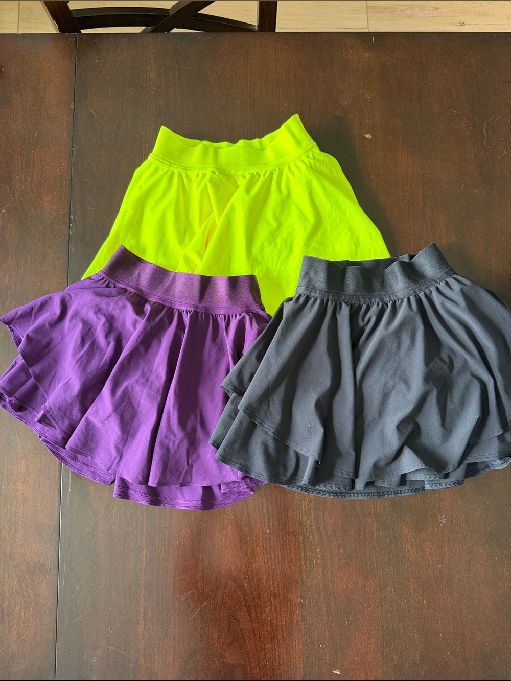 lululemon athletica Neon yellow, Purple & Black tennis Skirts size 0